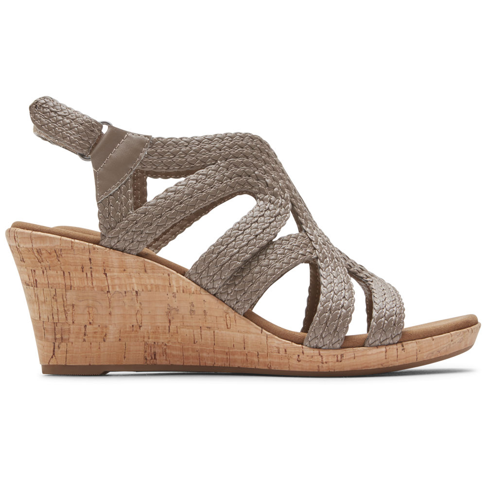 Rockport Womens Sandals Grey - Briah Braided - UK 156-VGICSL